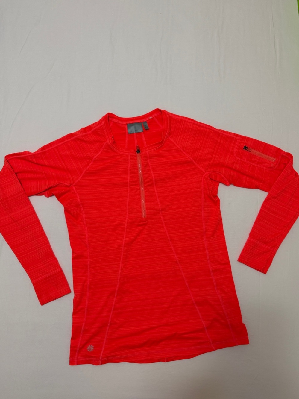 Athleta Coral Red Quarter-Zip Pullover